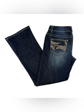 Maurices Dark Blue Bootcut Jeans with Embroidered Back Pocket